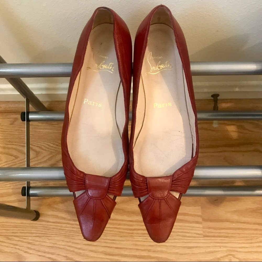 Authentic Christian Louboutin Red Bow Flats